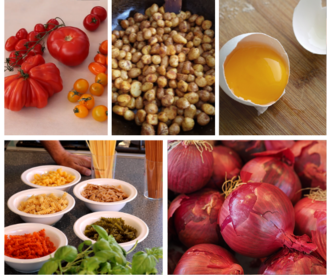 Collage aus Bildern von Lebensmitteln