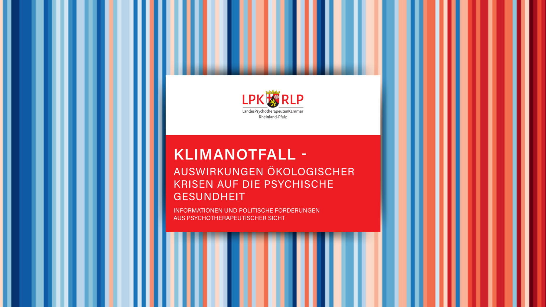 Titelseite der Broschüre "Klimanotfall" der Landespsychotherapeutenkammer Rheinland-Pfalz
