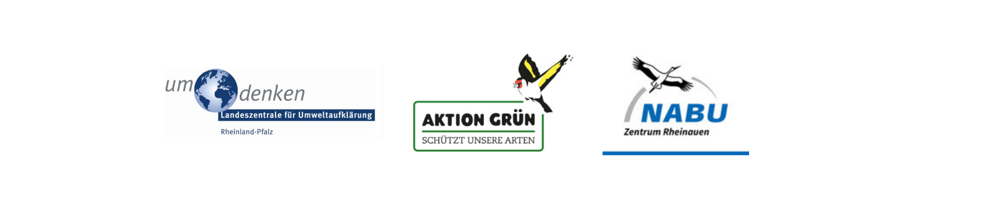 Logo LZU RLP, Logo Aktion Grün, Logo NABU-Zentrum Rheinauen