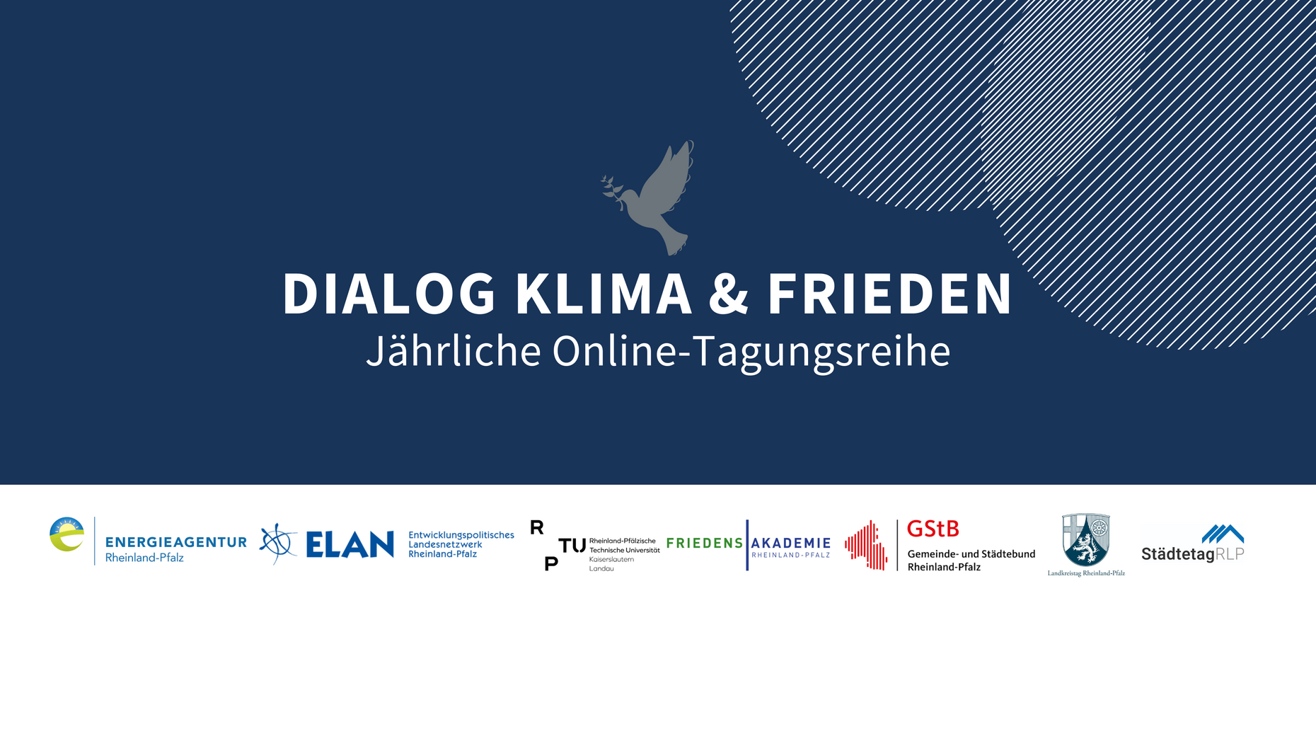Schriftzug zur Online-Tagungsreihe "Dialog Klima & Frieden"